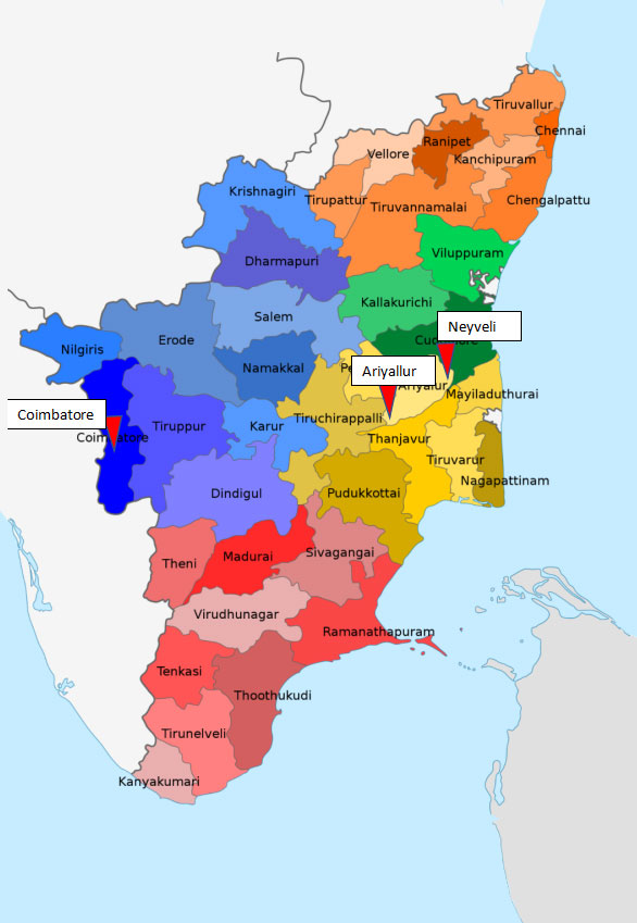 Thamil Nadu map locations
